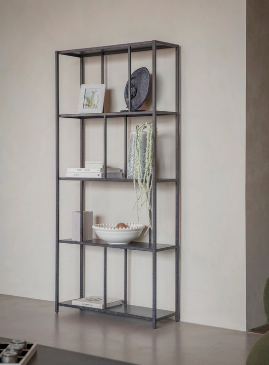 Hadley Tall Metal Shelving Unit – Mottled Black