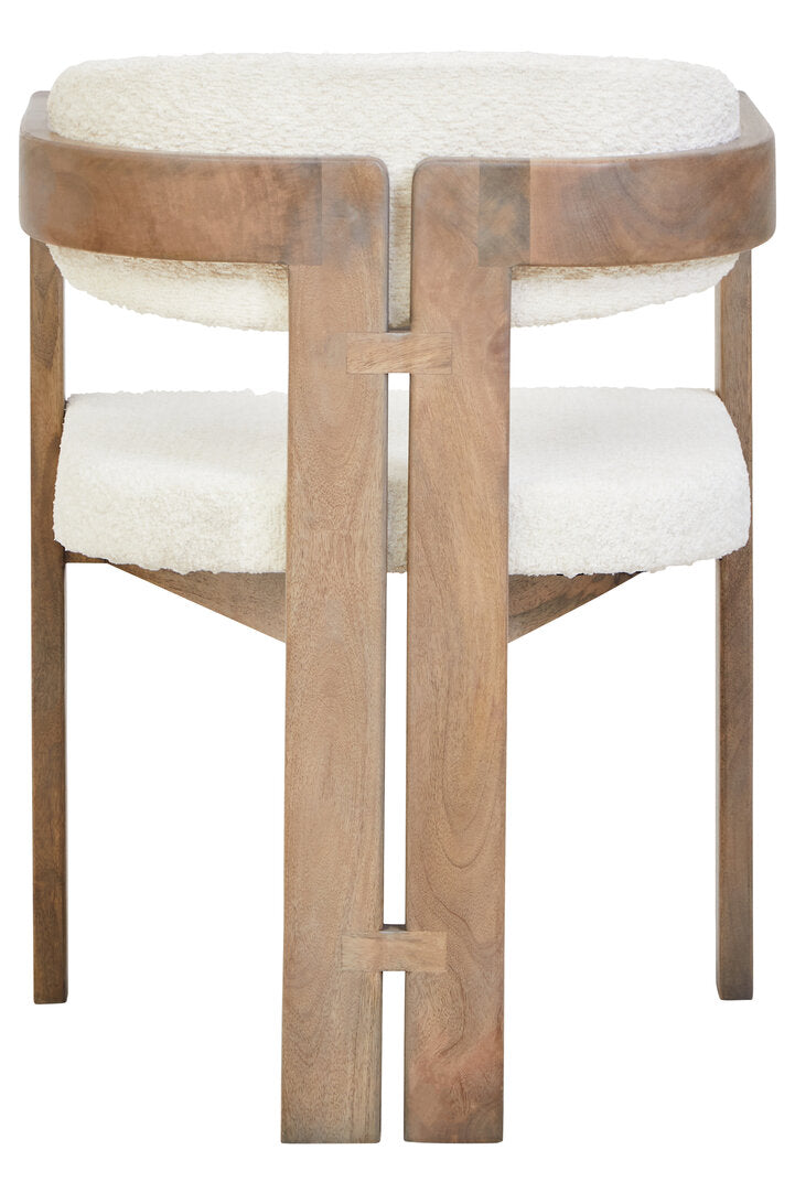 Marcel Grey Mango Wood Chair with Cream Upholstery