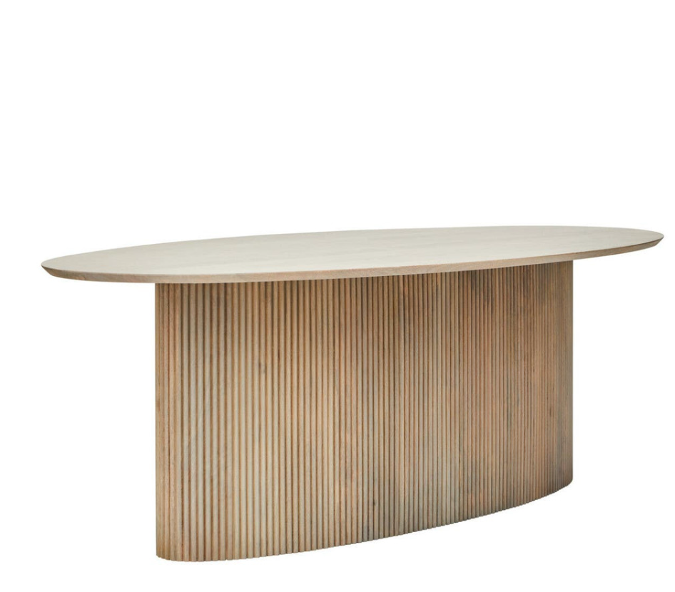 Marcel Grey Mango Wood Oval Ridge Dining Table