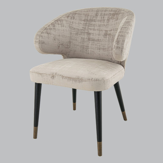 Nico Accent Chair – Mushroom Velvet Upholstery with Black Legs