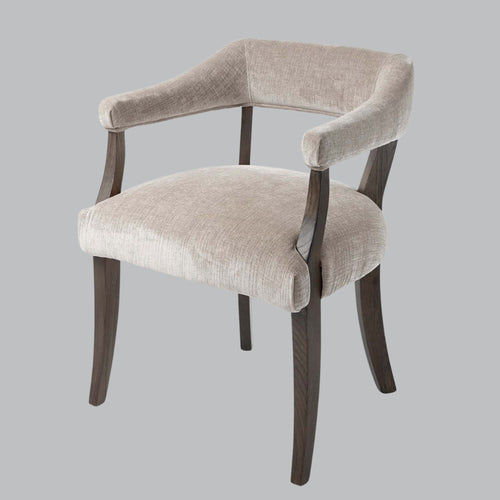 Pair of Thea Dining Chairs – Latte Chenille with Dark Brown Legs