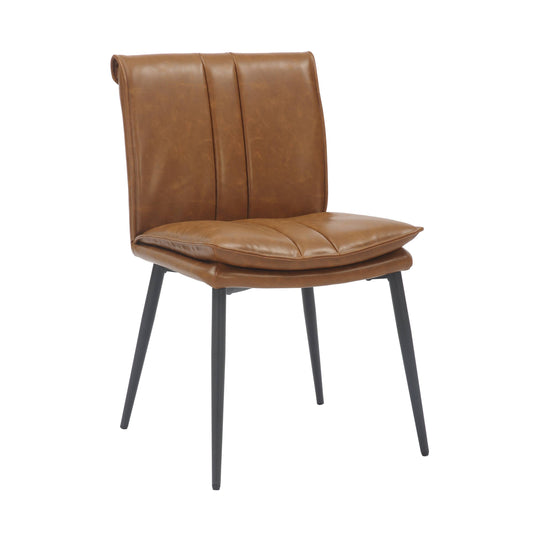 Pair of Arlo Leather Effect Dining Chairs – Tan & Black Legs