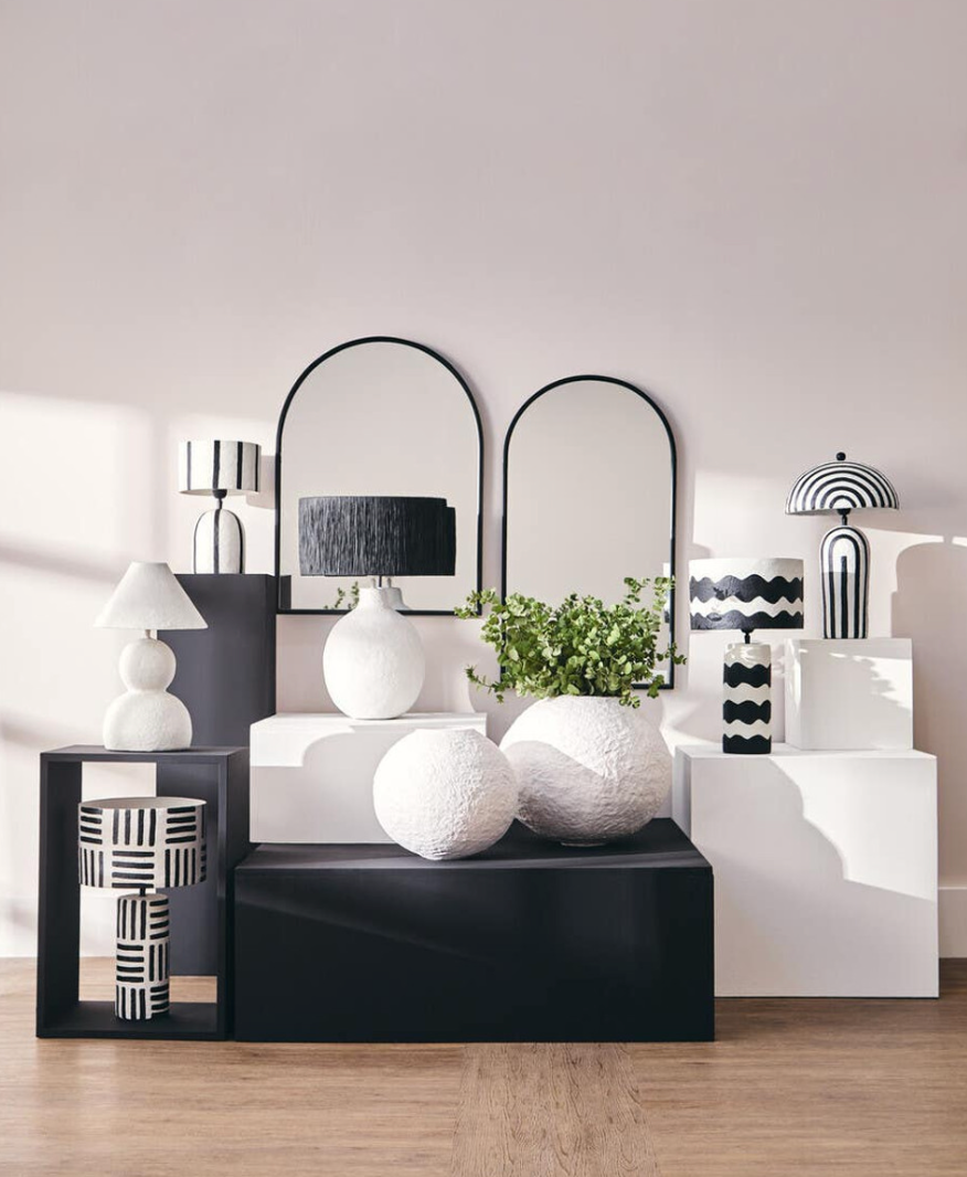 Paloma Black and White Striped Table Lamp