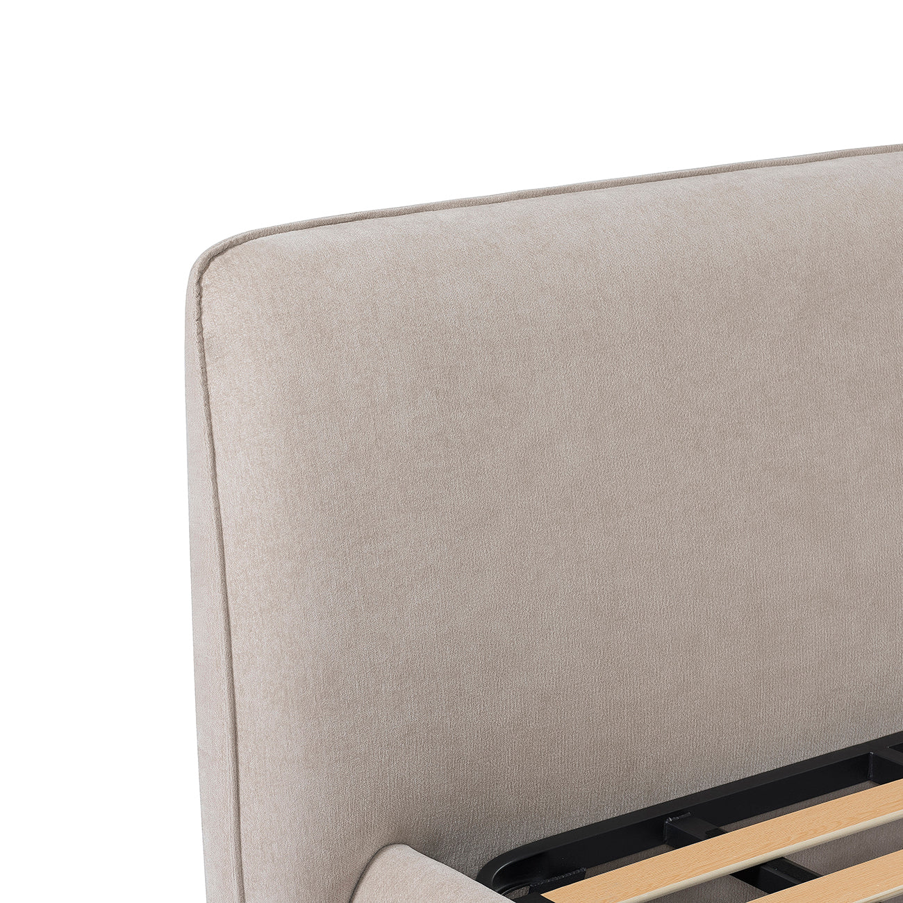 The Winslow Bed – Upholstered 5′ King Size Bed Frame in Soft Beige