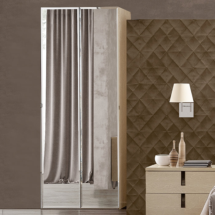 Abrianna Ivory Birch Mirrored Wardrobe