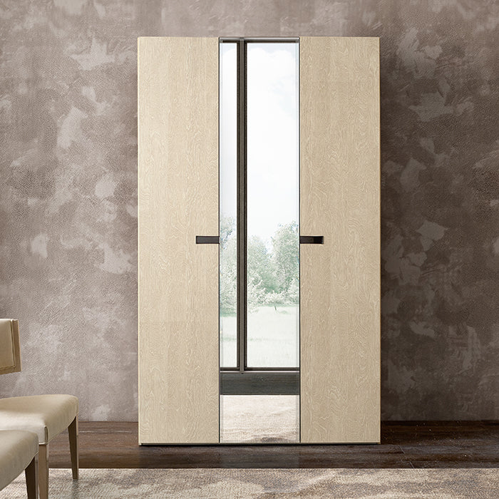 Abrianna Ivory Birch Mirrored Wardrobe