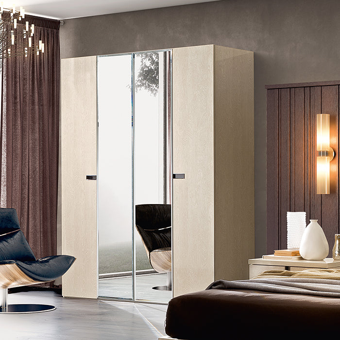 Abrianna Ivory Birch Mirrored Wardrobe