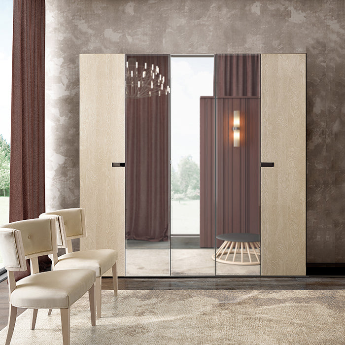 Abrianna Ivory Birch Mirrored Wardrobe