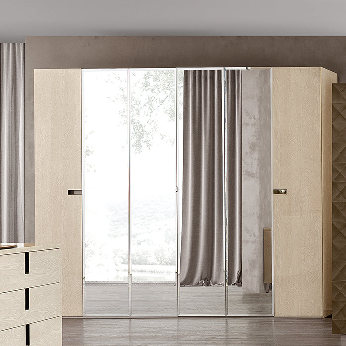 Abrianna Ivory Birch Mirrored Wardrobe