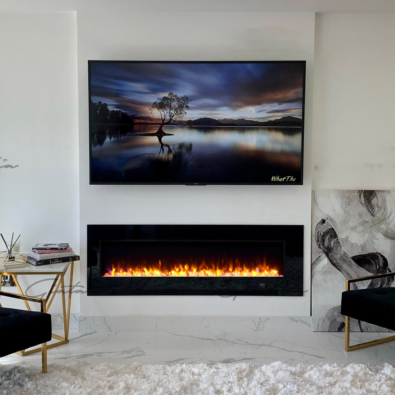 Aurora Black Modern Electric Fire