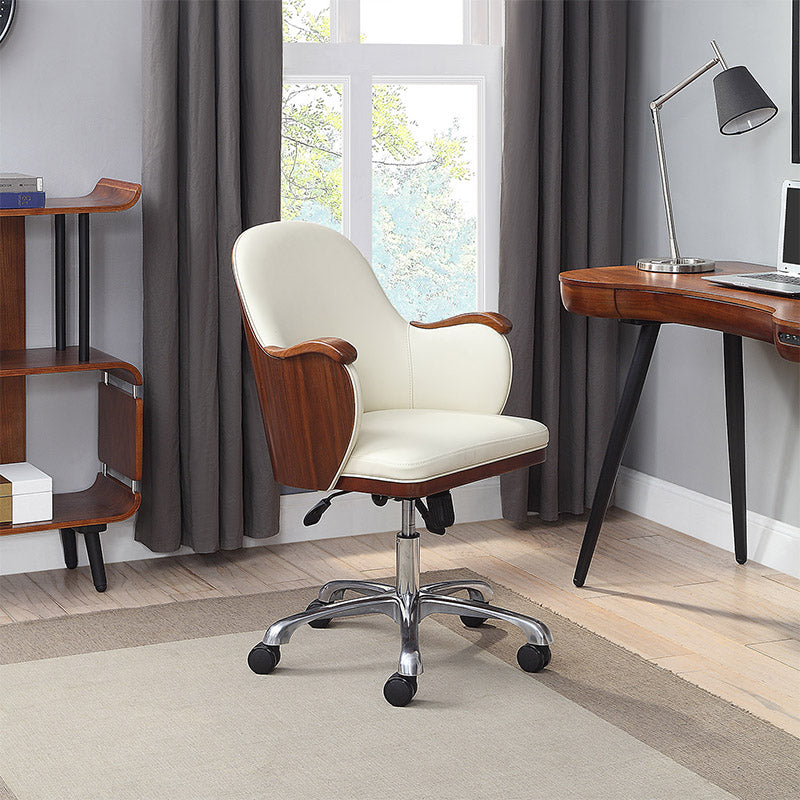 Oakland Cream Faux Leather & Walnut Chair Modern Office Comfort