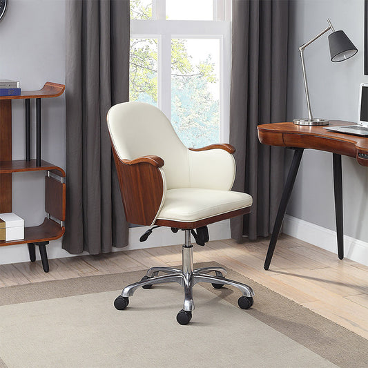 Oakland Cream Faux Leather & Walnut Chair Modern Office Comfort
