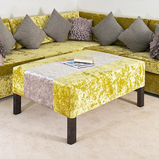 Bespoke Chartreuse Crushed Velvet Large Footstool 1.2m x 1m