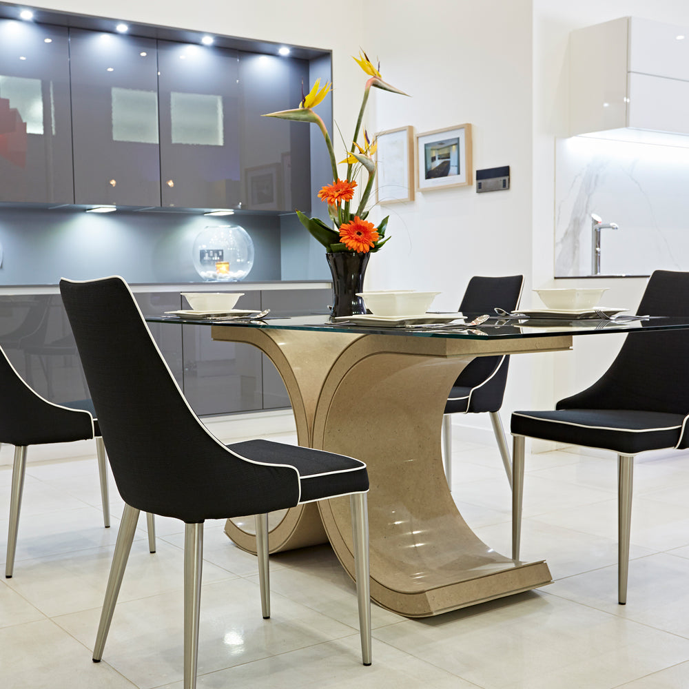 Maranello Ammonite Botticino Quartz 2m Dining Table