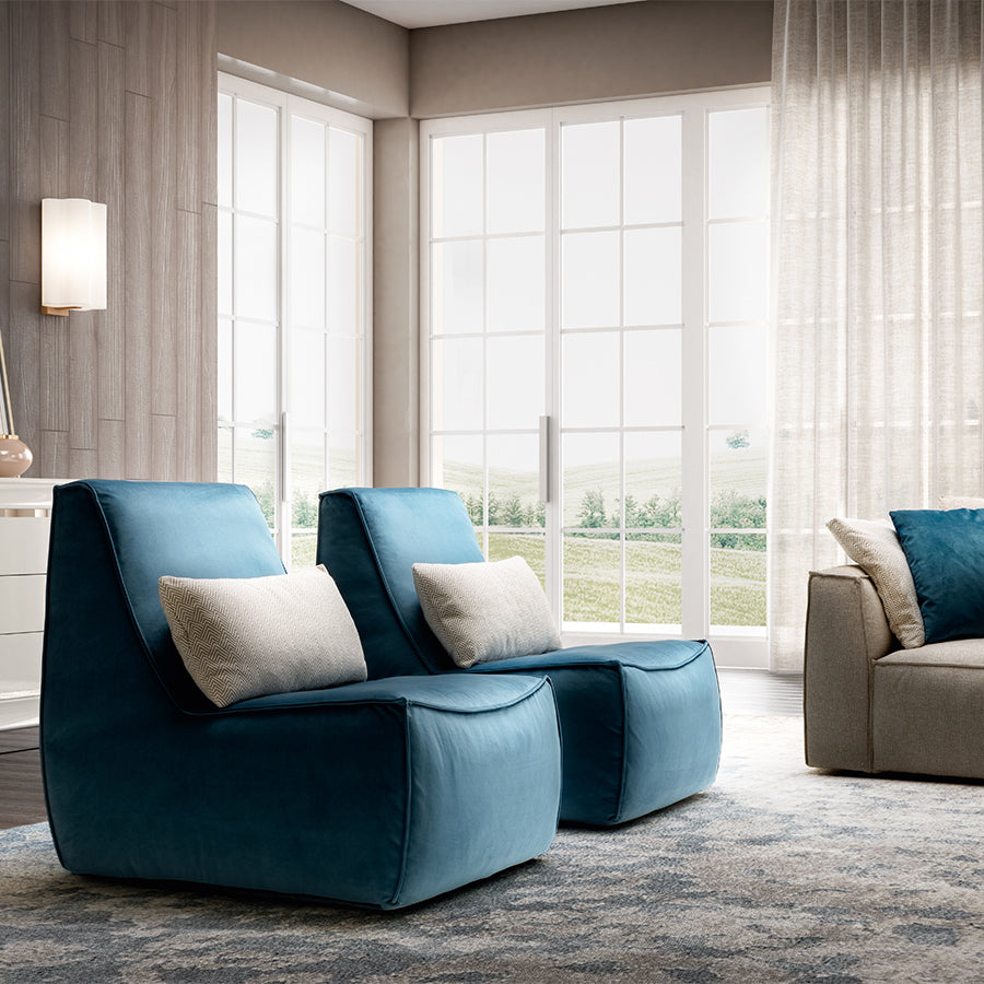 Palmero Blue Velvet Slouch Feature Chair