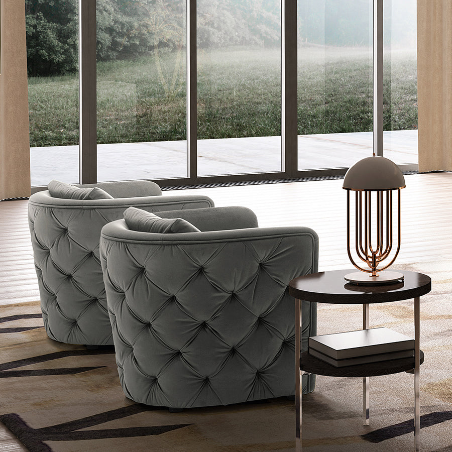Palmero Deep Button Back Grey Velvet Feature Chair