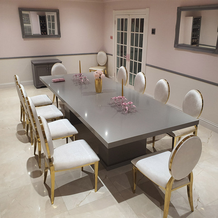 Roma 3m Portland Grey Quartz Dining Table