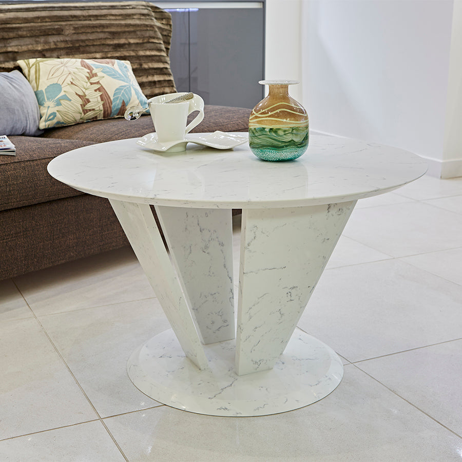 Tivolo Ammonite Carrara White Quartz Coffee Table