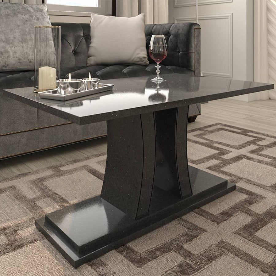 Verona Ammonite Diamond Black Quartz Coffee Table