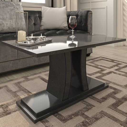 Verona Ammonite Diamond Black Quartz Coffee Table
