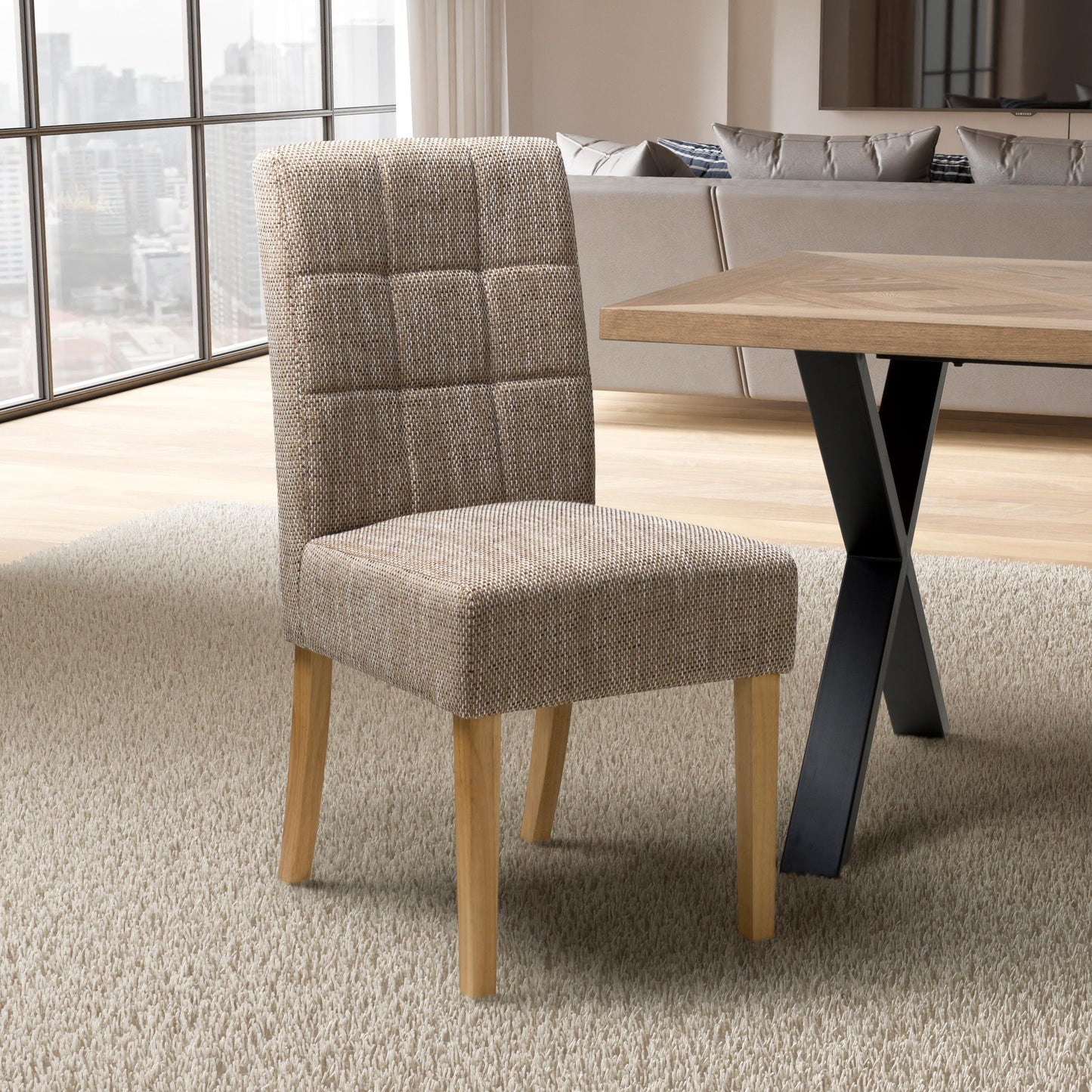 Moby Oatmeal Tweed Effect Dining Chair - Set of 2