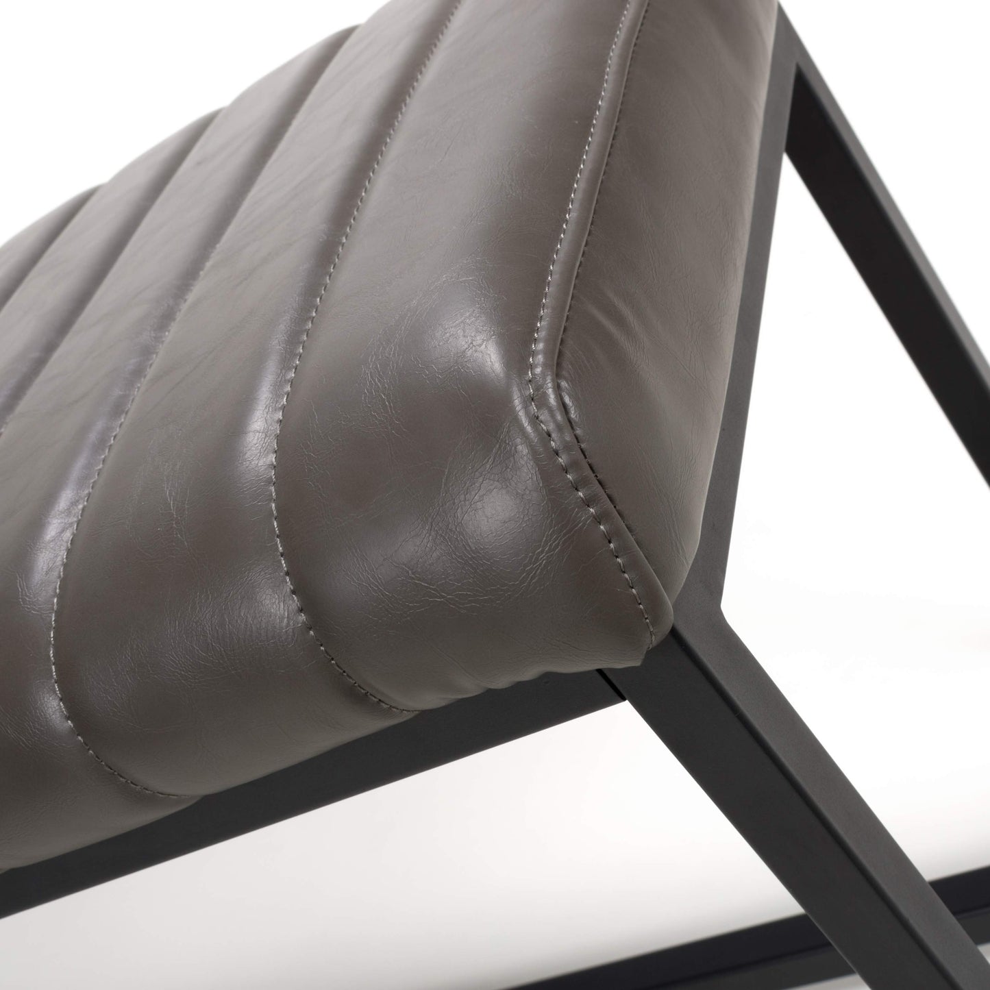 Arthur Grey Leather Effect Bench