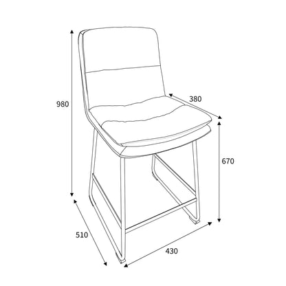 Audrey Leather Effect Bar Stool - Set of 2