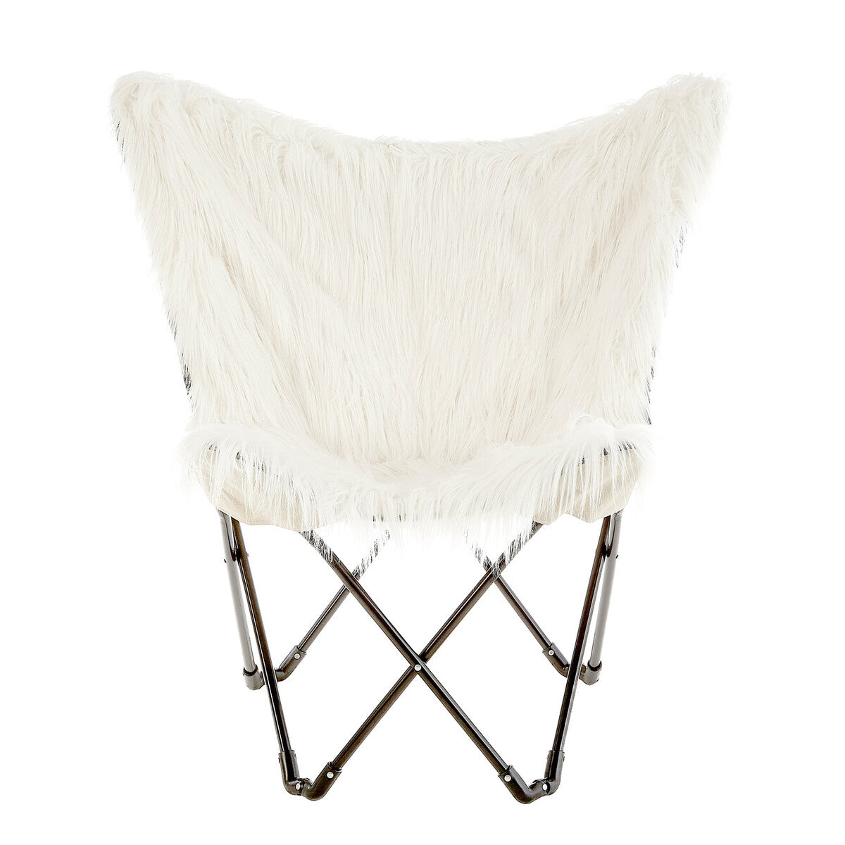 Artic White Faux Fur Butterfly Chair