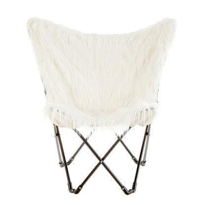 Artic White Faux Fur Butterfly Chair