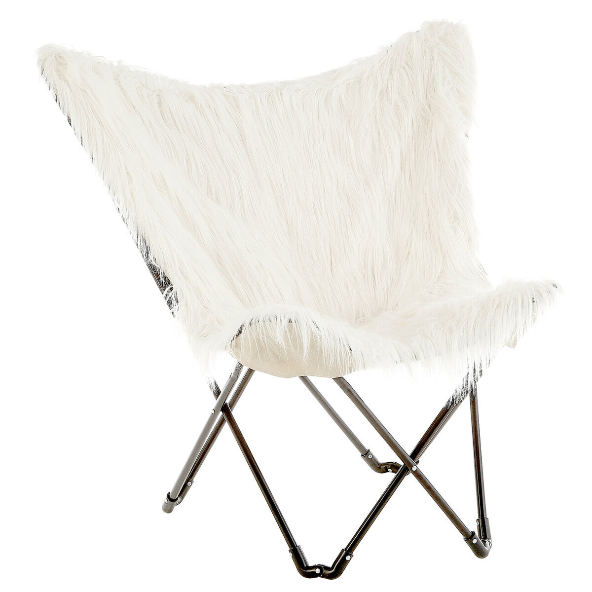 Artic White Faux Fur Butterfly Chair