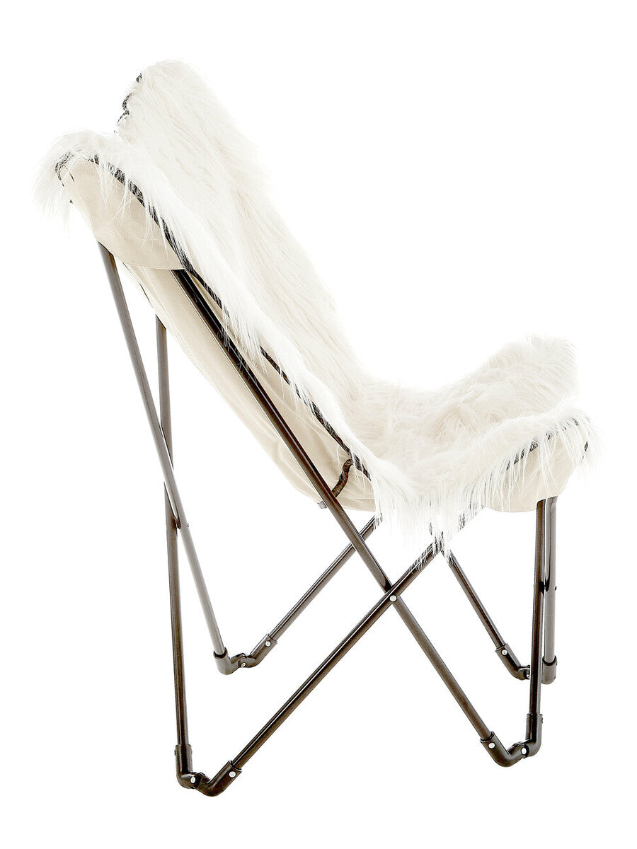 Artic White Faux Fur Butterfly Chair