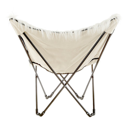 Artic White Faux Fur Butterfly Chair