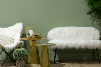 Artic White Faux Fur Butterfly Chair