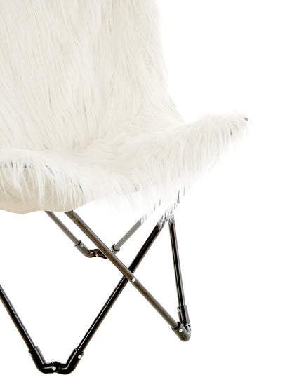 Artic White Faux Fur Butterfly Chair