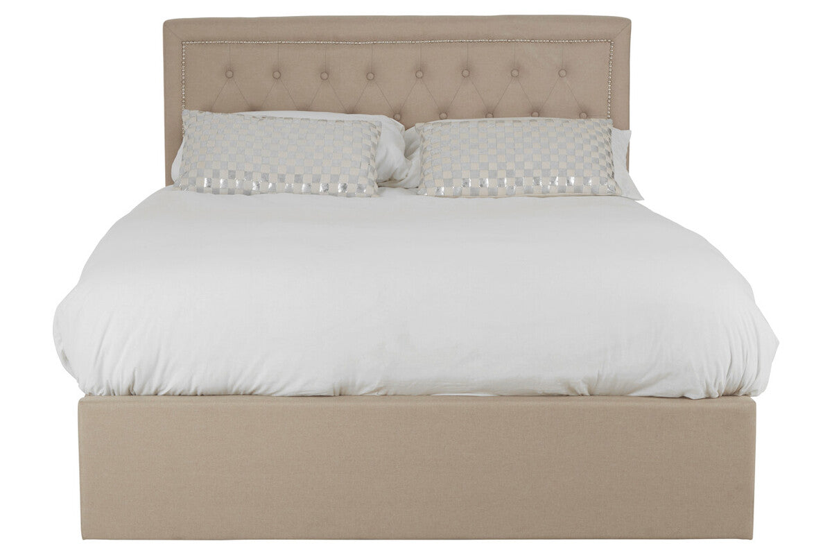 Hailey Beige Linen Ottoman Bed