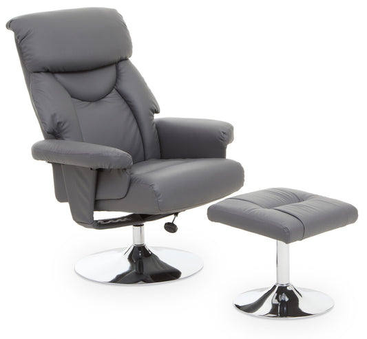 The Solace Leather Effect Reclining Chair & Footstool