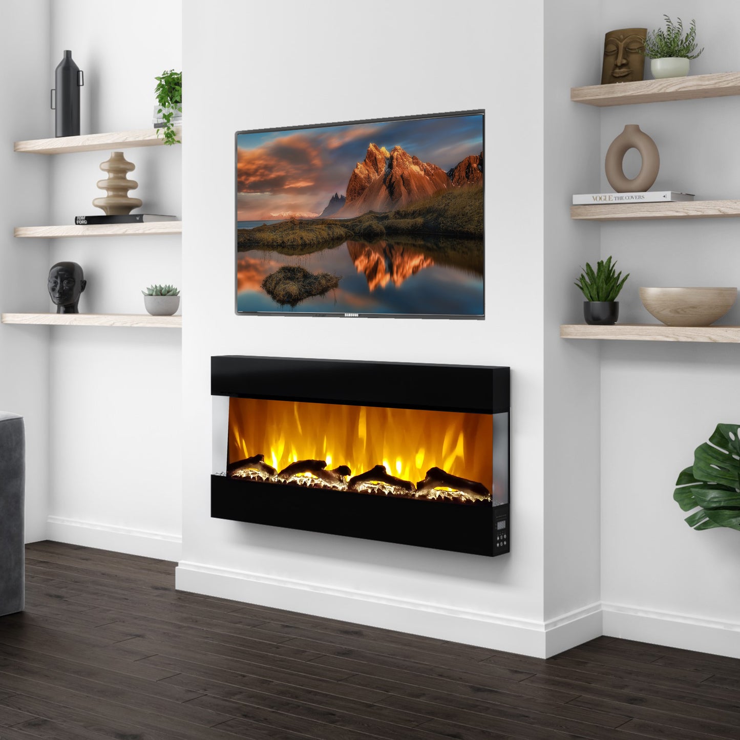 Malachi Modern Electric Fire - Various Colours & Sizes