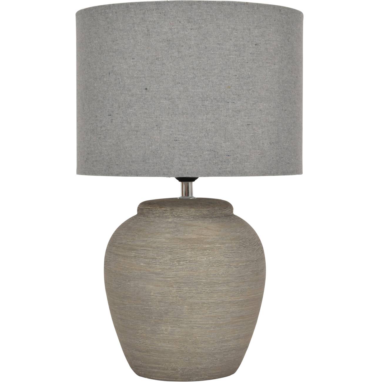 Modern Etched Baxton Grey Ceramic Table Lamp with Shade