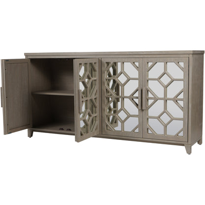 Carter 4 Door Buffet Cabinet with Mirrored Fretwork