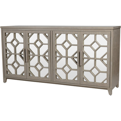 Carter 4 Door Buffet Cabinet with Mirrored Fretwork