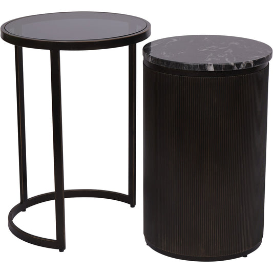Harrington Aged Black Side Table – Markino Marble & Black Glass