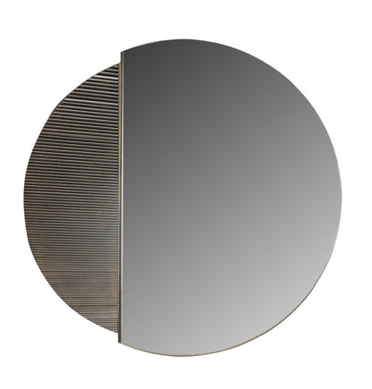 Harrington Round Panel Mirror – Aged Black Finish