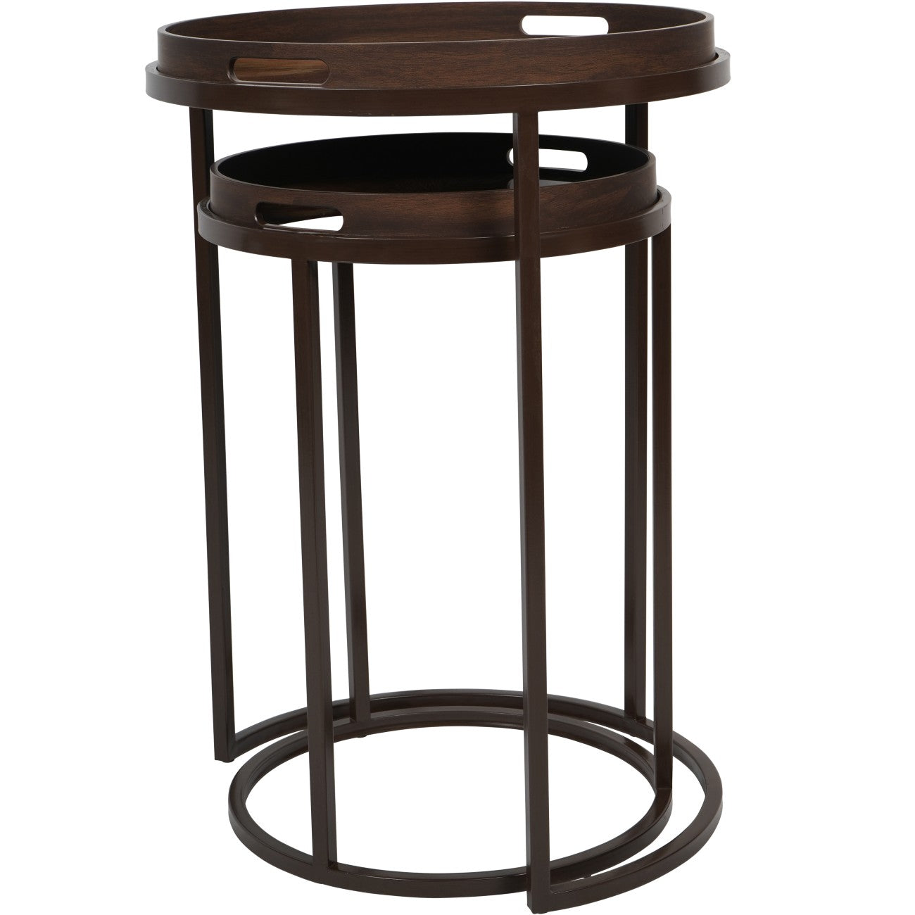 Arlo Golden Burst Nesting Tables – Set of 2 with Tray Tops