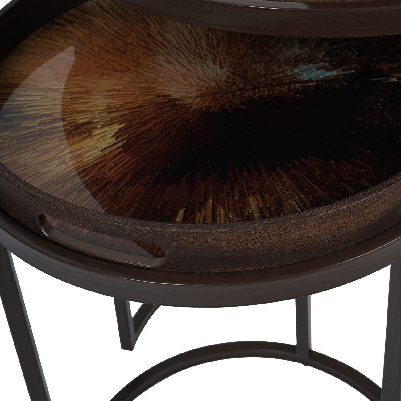 Arlo Golden Burst Nesting Tables – Set of 2 with Tray Tops