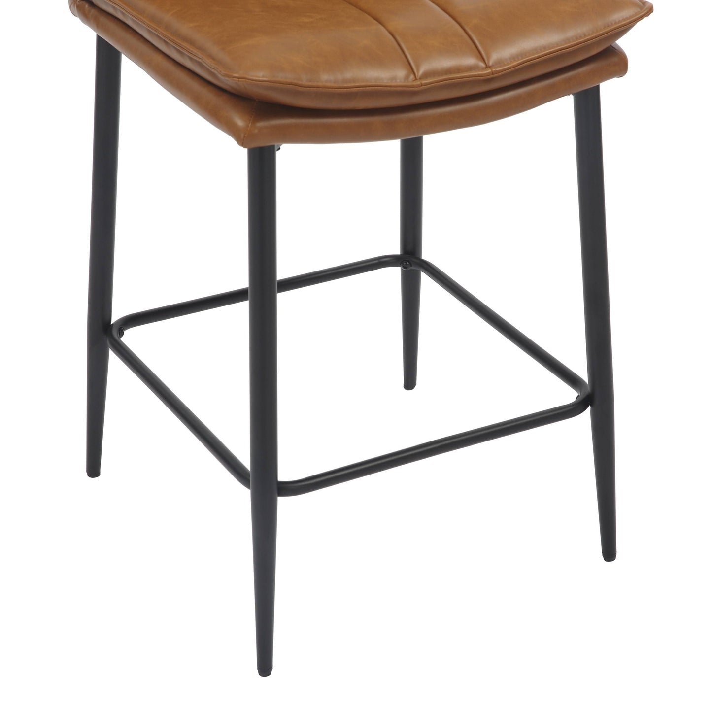 Pair of Arlo Bar Stools – Tan Leather Effect & Black Legs