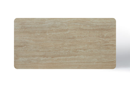 Aria Rectangular Satin Cream & Travertine Dining Table