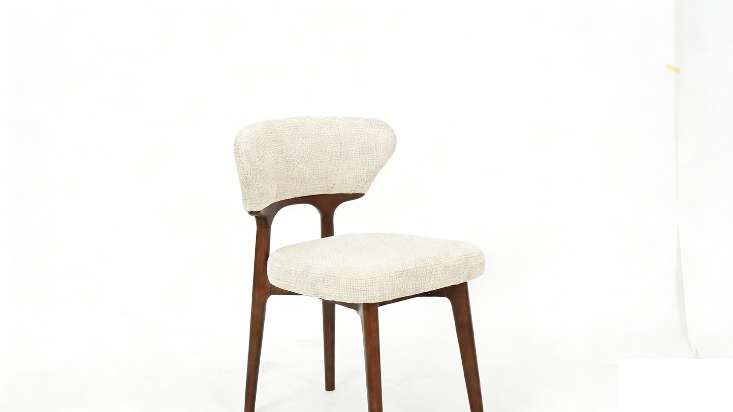 Arlo Dining Chairs Set of 2 – Walnut Frame with Cream Upholstered Seat