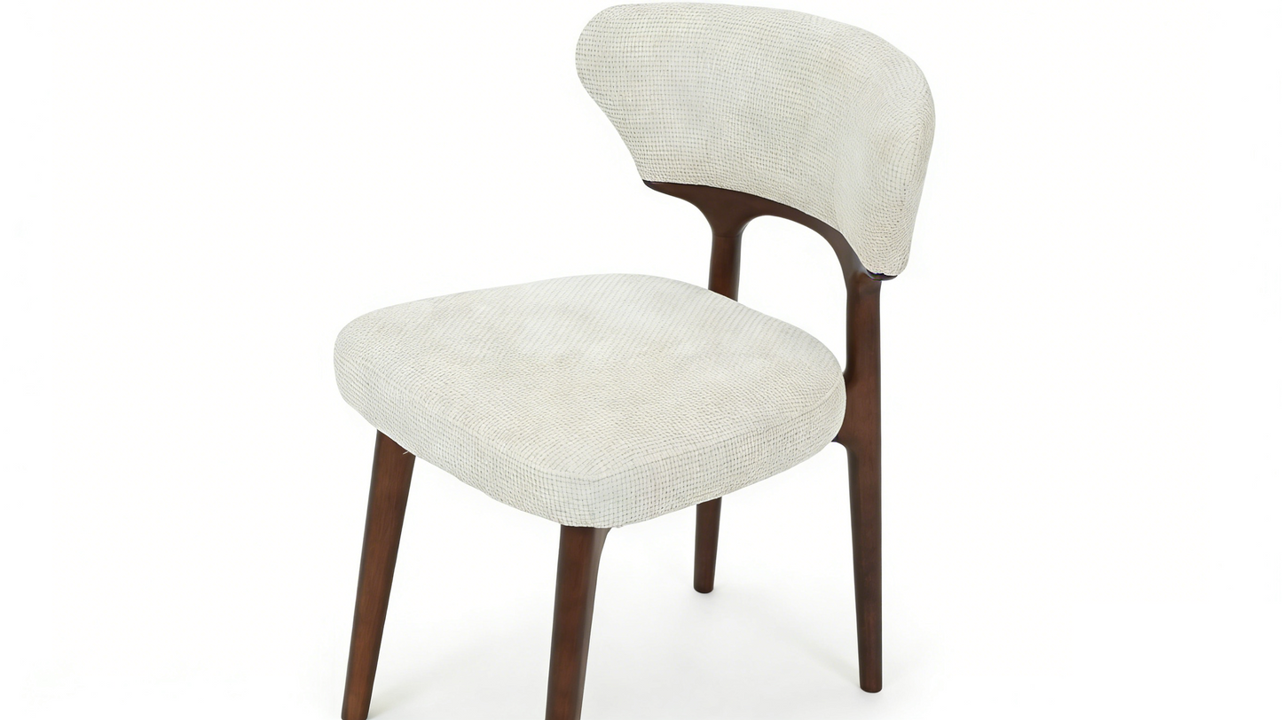 Arlo Dining Chairs Set of 2 – Walnut Frame with Cream Upholstered Seat