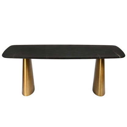 Aurelia | Rectangular Black Marble & Brass Dining Table (200 × 90 cm)