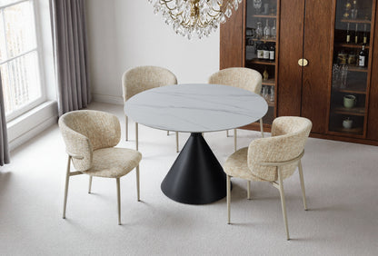 Aurelio Round Travertine Dining Table 120cm – 4 Seater Black & White